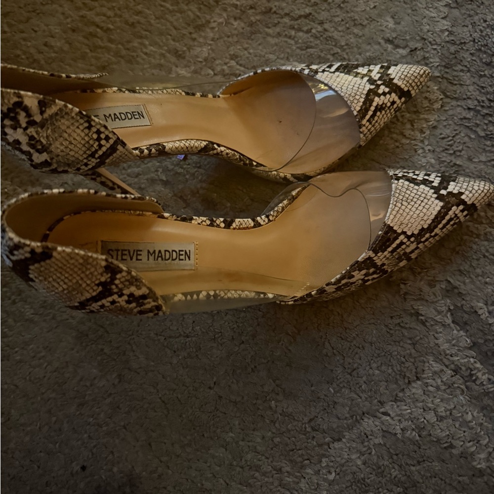Steve Madden Snakeskin Heels - Black and Cream